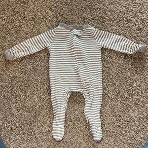 cloud island Gray and White Striped Footed One-Piece